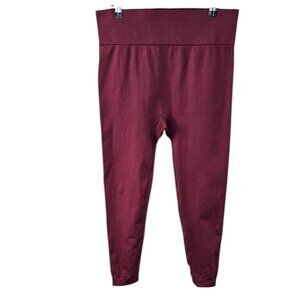 Knix Womens Good To Go Seamless Leggings, Red, High Rise, Ribbed Band, Size XL